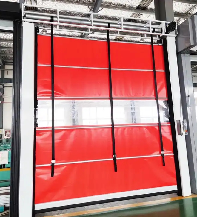 Puerta apilable de PVC de alta velocidad, rápida, industrial y automática