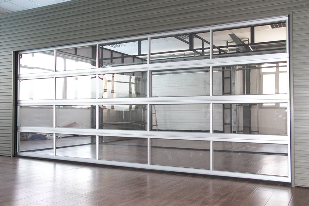 Puertas de garaje de vista completa de aluminio y vidrio