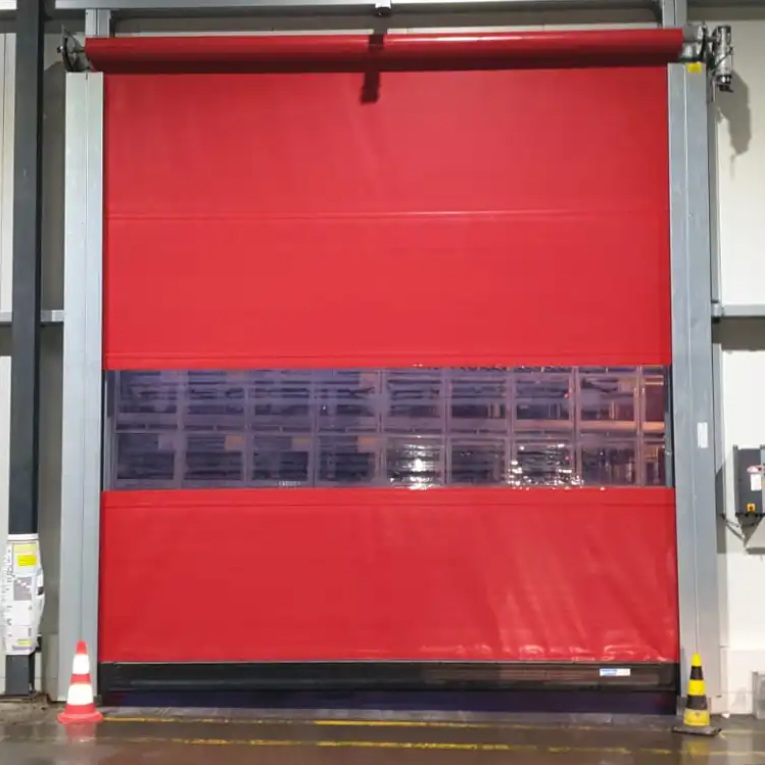 Puerta de almacén rápida enrollable de alta velocidad de pvc con marco de aleación de aluminio